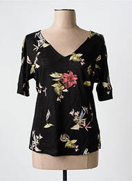 Tricou mâneci trei sferturi mâneci scurte negru YAYA femme