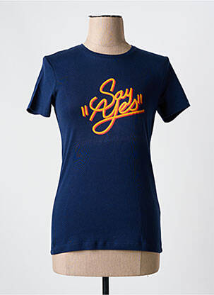 Tricou serigrafie mâneci scurte albastru LA PETITE FRANCAISE femeie