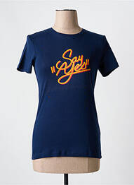 Tricou serigrafie mâneci scurte albastru LA PETITE FRANCAISE femme