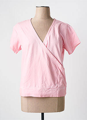 Tricou guler în v mâneci scurte roz CREAM femeie