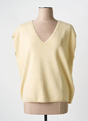 Pulover țesătură melanj mâneci scurte bej YAYA femme