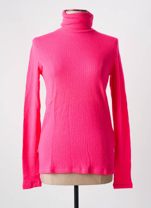 Pulover cu guler înalt roz MAJESTIC FILATURES femeie