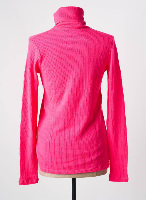 Pulover cu guler înalt roz MAJESTIC FILATURES femeie