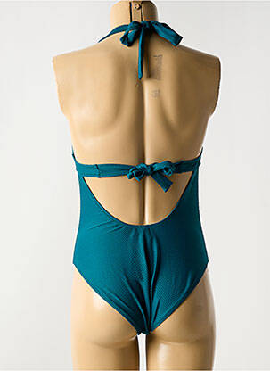 Costum de baie dintr-o singură piesă efect material satinat sutien balconet cu decolteu înalt verde ANTIGEL femeie
