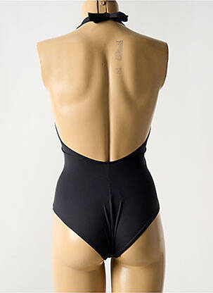 Costum de baie dintr-o singură piesă efect material satinat sutien balconet cu decolteu înalt negru ANTIGEL femeie