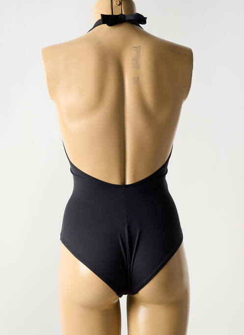 Costum de baie dintr-o singură piesă efect material satinat sutien balconet cu decolteu înalt negru ANTIGEL femme