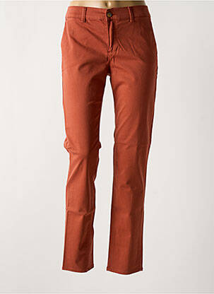 Pantalon chino țesătură poplin mărime normală portocalie HAPPY femeie