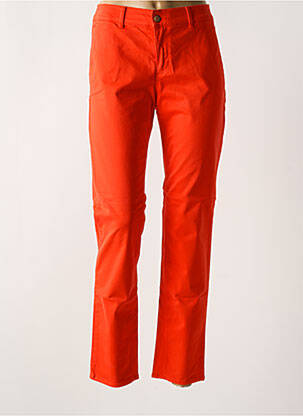 Pantalon chino țesătură poplin mărime normală portocalie HAPPY femeie