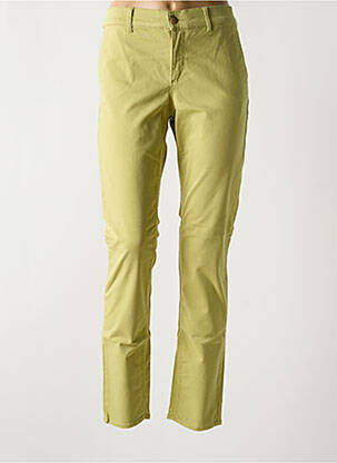 Pantalon chino țesătură poplin mărime normală verde HAPPY femeie