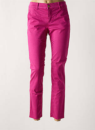 Pantalon chino țesătură poplin mărime normală roz HAPPY femeie