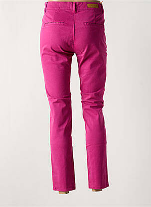 Pantalon chino țesătură poplin mărime normală roz HAPPY femeie