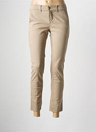 Pantalon chino țesătură poplin mărime normală bej HAPPY femeie