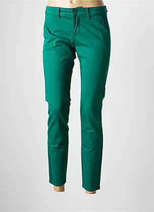 Pantalon chino țesătură poplin mărime normală verde HAPPY femeie