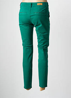 Pantalon chino țesătură poplin mărime normală verde HAPPY femeie