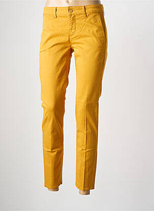 Pantalon chino țesătură poplin mărime normală galben HAPPY femeie