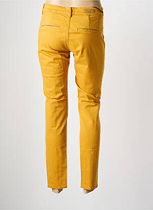 Pantalon chino țesătură poplin mărime normală galben HAPPY femeie