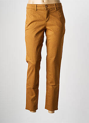 Pantalon chino țesătură poplin mărime normală maro HAPPY femeie