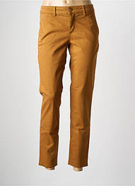 Pantalon chino țesătură poplin mărime normală maro HAPPY femeie