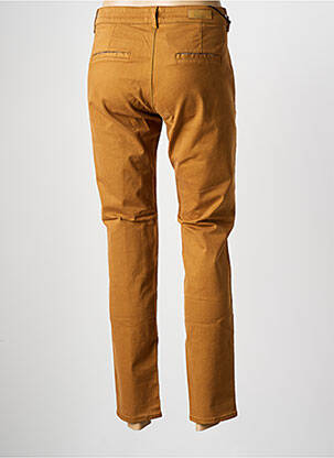 Pantalon chino țesătură poplin mărime normală maro HAPPY femeie
