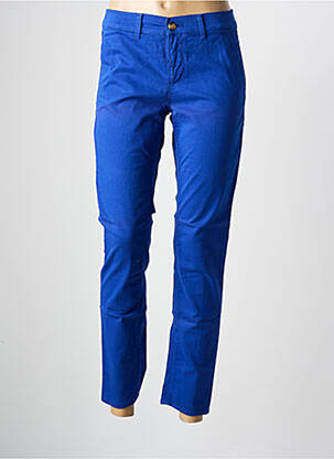 Pantalon chino țesătură poplin mărime normală albastru HAPPY femeie