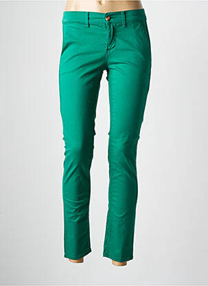 Pantalon chino țesătură poplin mărime normală verde HAPPY femeie