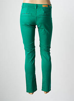 Pantalon chino țesătură poplin mărime normală verde HAPPY femeie