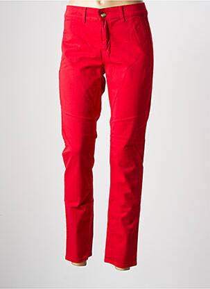 Pantalon chino țesătură poplin mărime normală roz HAPPY femeie