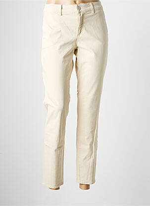 Pantalon chino țesătură poplin mărime normală bej HAPPY femeie