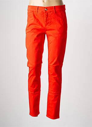 Pantalon chino țesătură poplin mărime normală portocalie HAPPY femeie