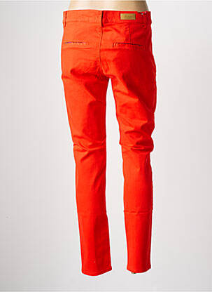 Pantalon chino țesătură poplin mărime normală portocalie HAPPY femeie