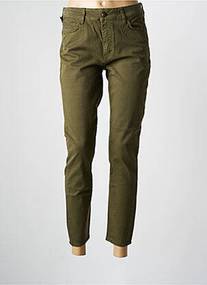 Pantalon slim țesătură poplin mărime normală verde FIVE femeie