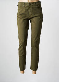 Pantalon slim țesătură poplin mărime normală verde FIVE femeie
