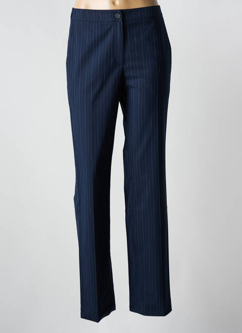 Pantalon chino închidere cu fermoar sub clapetă cu nasturi talie înaltă albastru HANA SAN femme