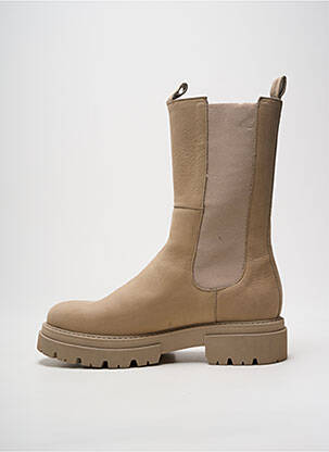 Botine/ghete țesătură satinată toc de 4 la 6 cm bej BLACKSTONE femeie