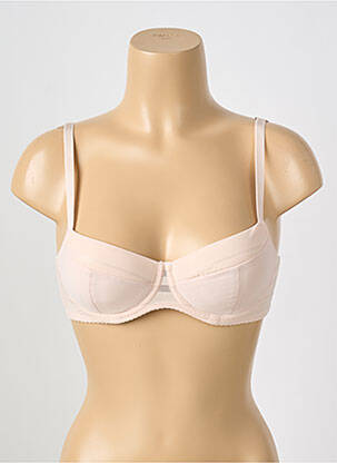 Sutien efect material satinat sutien balconet cu decolteu înalt roz GORTEKS femeie