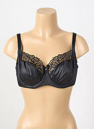 Sutien efect material satinat sutien cupe întregi cu decolteu înalt negru GORTEKS femeie