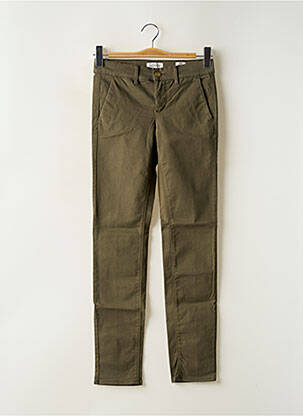 Pantalon chino țesătură poplin mărime normală verde HAPPY femeie