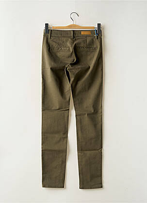 Pantalon chino țesătură poplin mărime normală verde HAPPY femeie