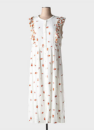 Rochie lungă mâneci scurte mâneci scurte bej CREAM femeie