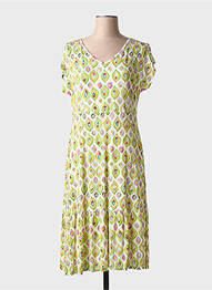 Rochie midi imprimeu fantezie mâneci scurte verde TELMAIL femme