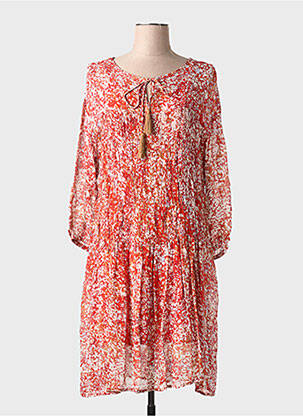 Rochie midi imprimeu floral mâneci lungi roșu CREAM femeie