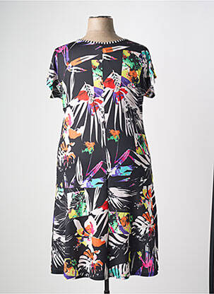 Rochie midi imprimeu floral mâneci scurte negru TELMAIL femeie