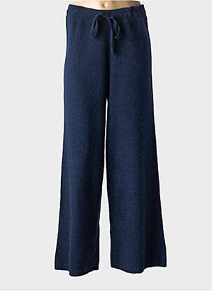 Pantalon evazat talie elastică albastru MAJESTIC FILATURES femeie