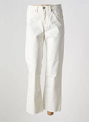 Pantalon 7/8 închidere cu fermoar sub clapetă cu nasturi alb DENIM STUDIO femeie