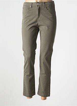 Pantalon 7/8 închidere cu fermoar sub clapetă cu nasturi verde DENIM STUDIO femeie