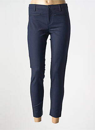 Pantalon 7/8 închidere cu fermoar sub clapetă cu nasturi albastru DENIM STUDIO femeie