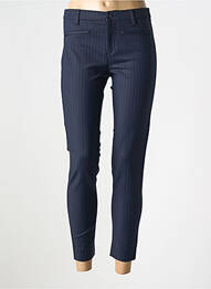 Pantalon 7/8 închidere cu fermoar sub clapetă cu nasturi albastru DENIM STUDIO femme