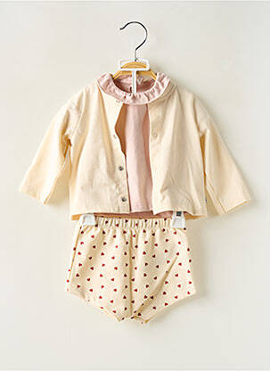 Set șort croială dreaptă bej PETIT BATEAU fată
