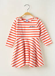 Rochie midi guler rotund mâneci lungi portocaliu PETIT BATEAU fată