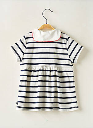 Rochie midi mâneci scurte mâneci scurte alb PETIT BATEAU fată